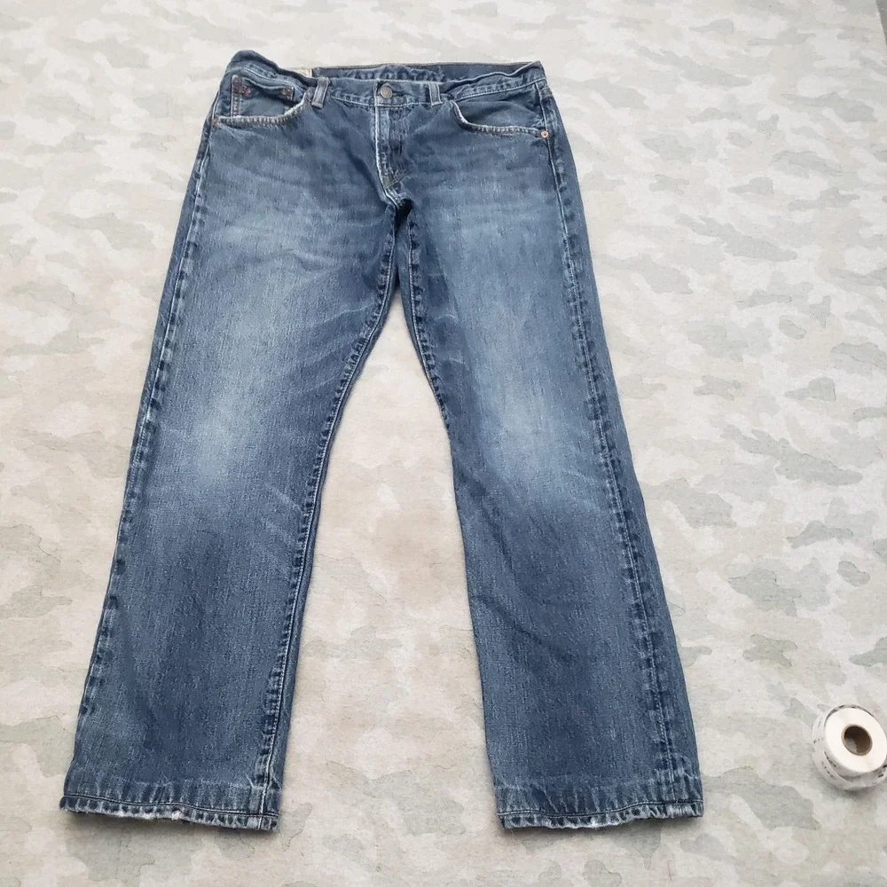 Vtg Polo Ralph Lauren Jeans Mens 34x32 Blue Hampton Straight Denim Medium Wash